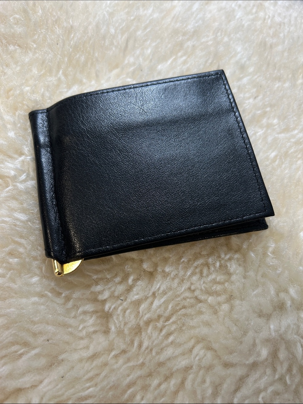 Derek Alexander Minimalist Black Leather Wallet with Money Clip